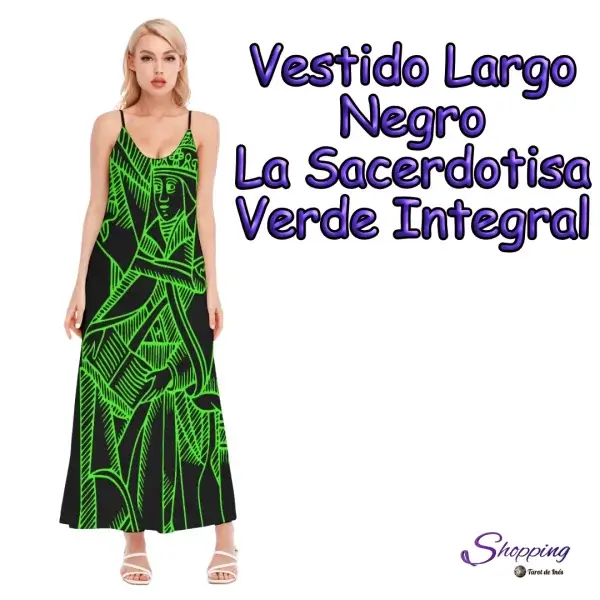 Vestido Largo Negro La Sacerdotisa Verde Integral