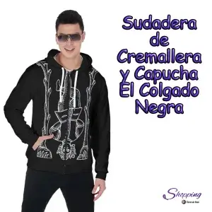 Sudadera de Cremallera y Capucha El Colgado Negra