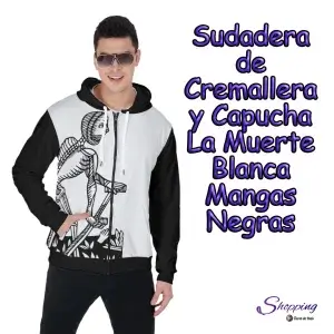 Sudadera de Cremallera y Capucha La Muerte Blanca Mangas Negras